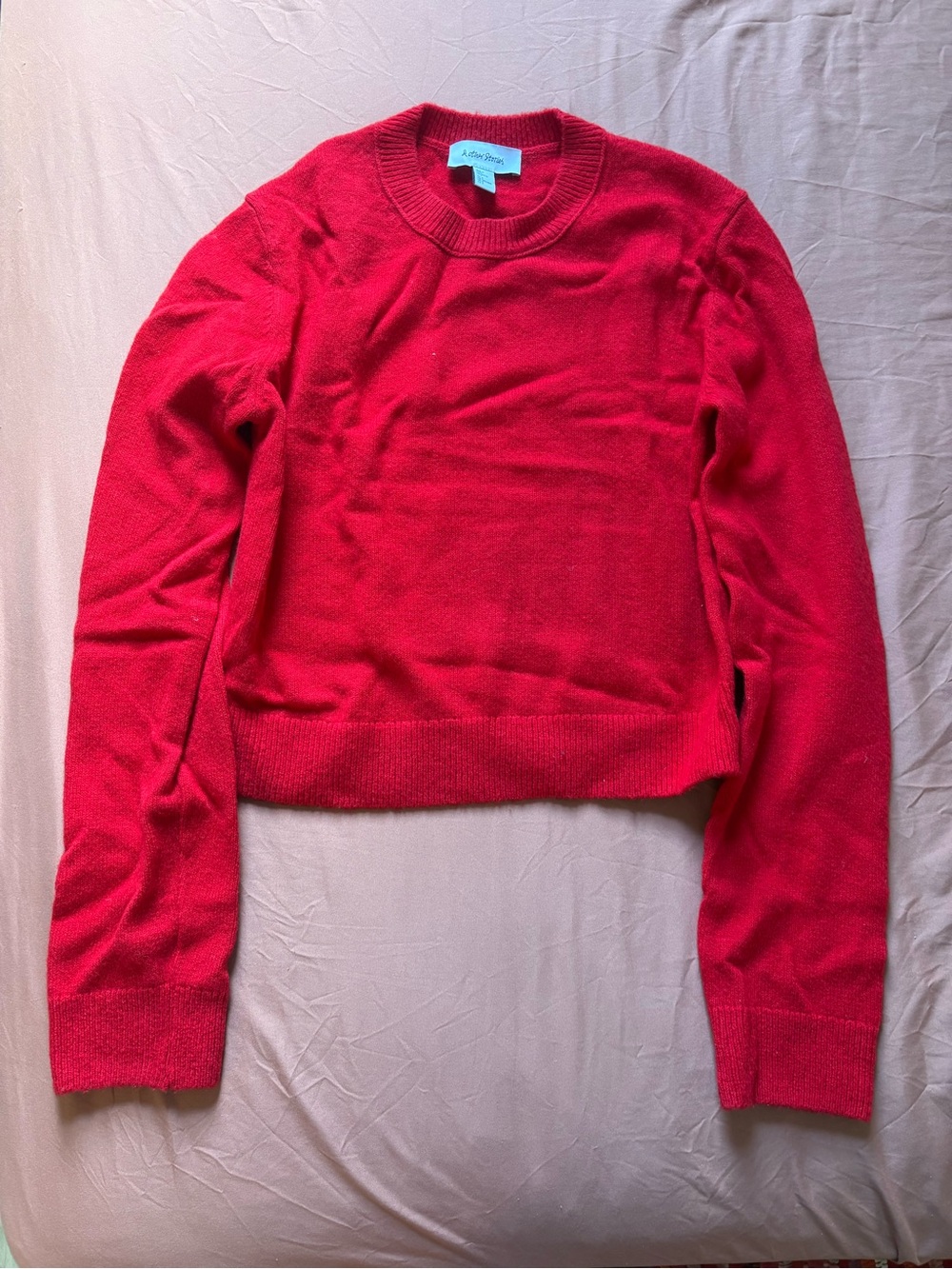 & Other Stories Wool/Cotton Crew Neck Sweater in Red, Size S